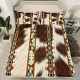 thumbnail image 2 of Cowhide Sheets western Sheet Set Queen,Brown Highland Cow Print Bed Sheets Set Exotic Geometry Aztec Bed Set,Farm Animals Bull Cattle Skin Room Decor Cowboys Gifts, 2 of 5