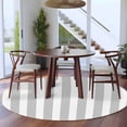 thumbnail image 4 of Grey Striped Large Area Rugs for Bedroom Living Room, Soft Non Slip Carpet Bedside Rug, Modern Farmhouse Gray White Stripes Round Floor Cover Kitchen Accent Rug 8' for Dining Room/Office, 4 of 9