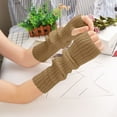 thumbnail image 6 of Long Knitted Arm Warmers Fingerless Gloves with Thumb Hole, Warm Winter Solid Color Stretchable Arm Sleeves for Women Men, 53cm Extra Length Forearm Cover for Cold Weather Indoor Outdoor Use(Grey), 6 of 7