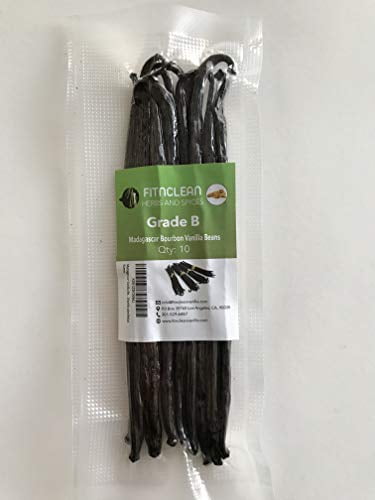 Madagascar Vanilla Beans Grade B for making Extract, Brewing and Baking (10ea) by FITNCLEAN VANILLA|Whole Bulk Extract Grade NON-GMO Bourbon Pods