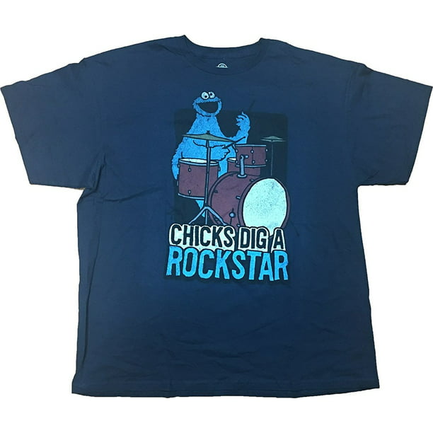 Cookie Monster - Cookie Monster Chicks Dig A Rockstar Adult T-Shirt - Cookie Monster T Shirts Adults