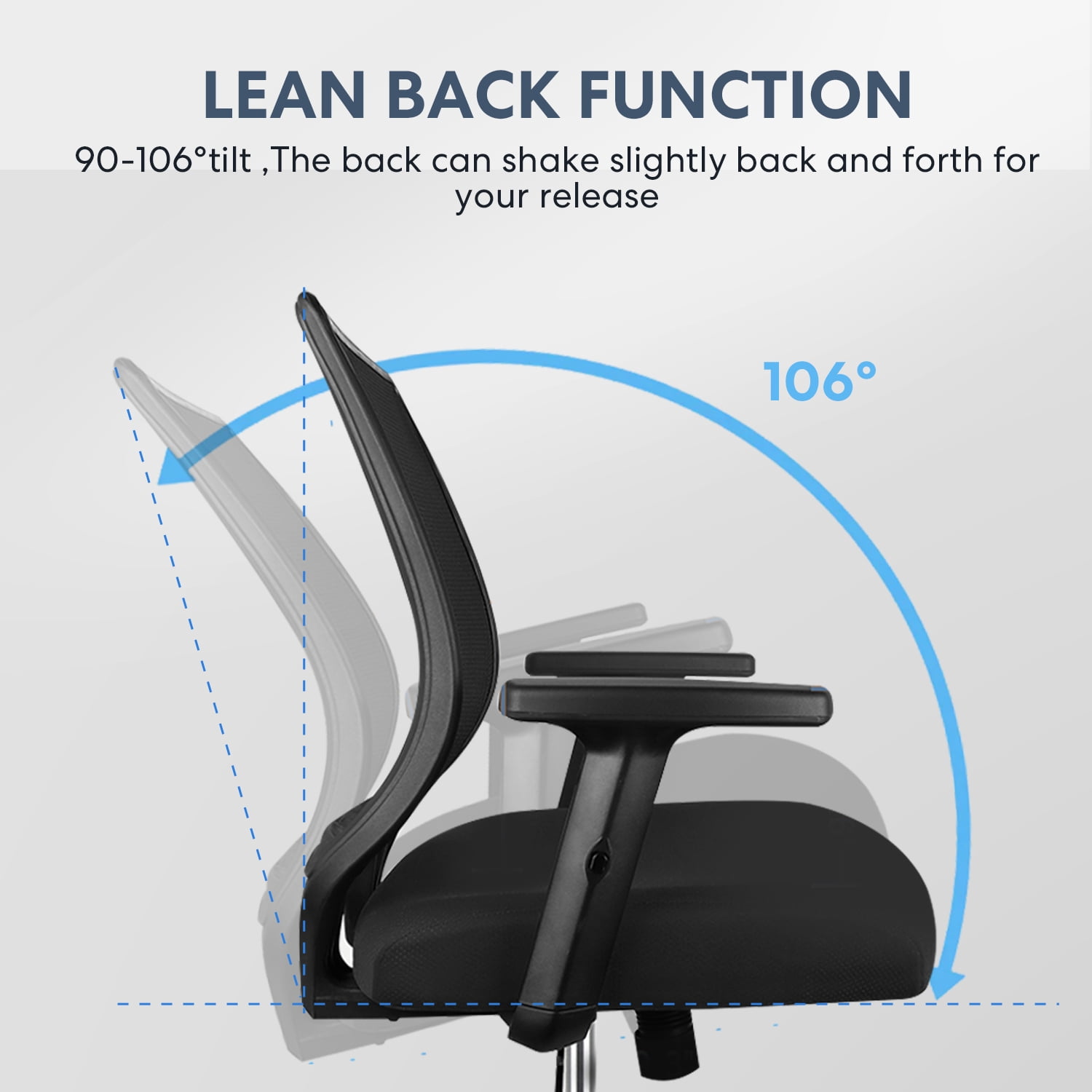 Ergonomic Office Chair - High Back Desk Chair with Adjustable Lumbar Support, Headrest & 3D Armrest - 135°Rocking Mesh Computer Chair (Black)