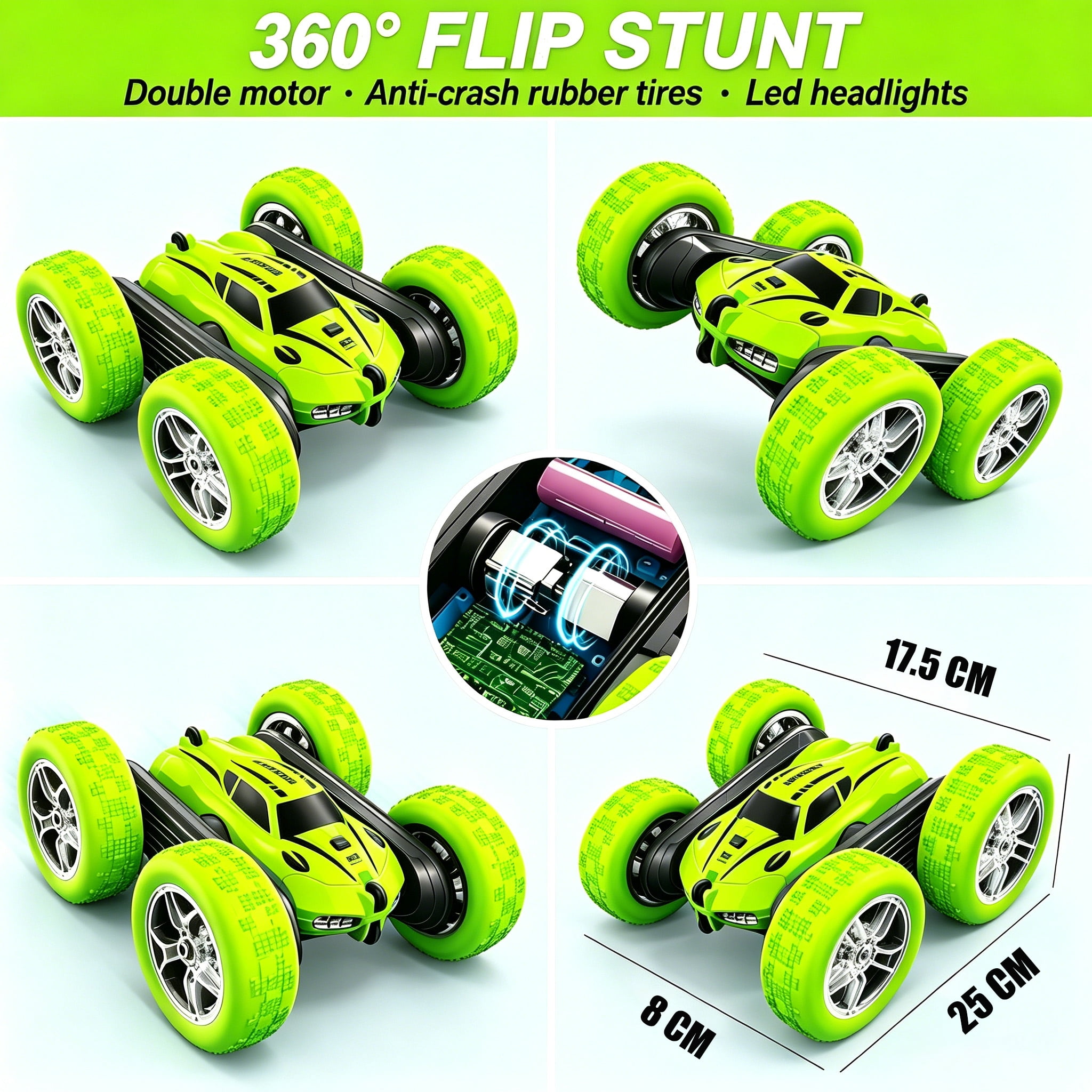 HNH Remote Control Stunt Car, 2.4GHz Double Sided 360°Flips RC Stunt Car, Off Road Cars Toy Gift for 4-12 Year Old