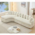thumbnail image 3 of 127" Large Sectional Sofa, Elegant Curved Design, High-Resilience Foam, Ten Back Cushions, L-Shape Left Sofa, No Assembly Required (Beige), 3 of 12