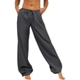 thumbnail image 2 of MIXUE Women Pants Casual Wide Leg Sweatpants Low Rise Pants Drawstrings Elastic Waistband Side Pockets Joggers Pants, 2 of 4