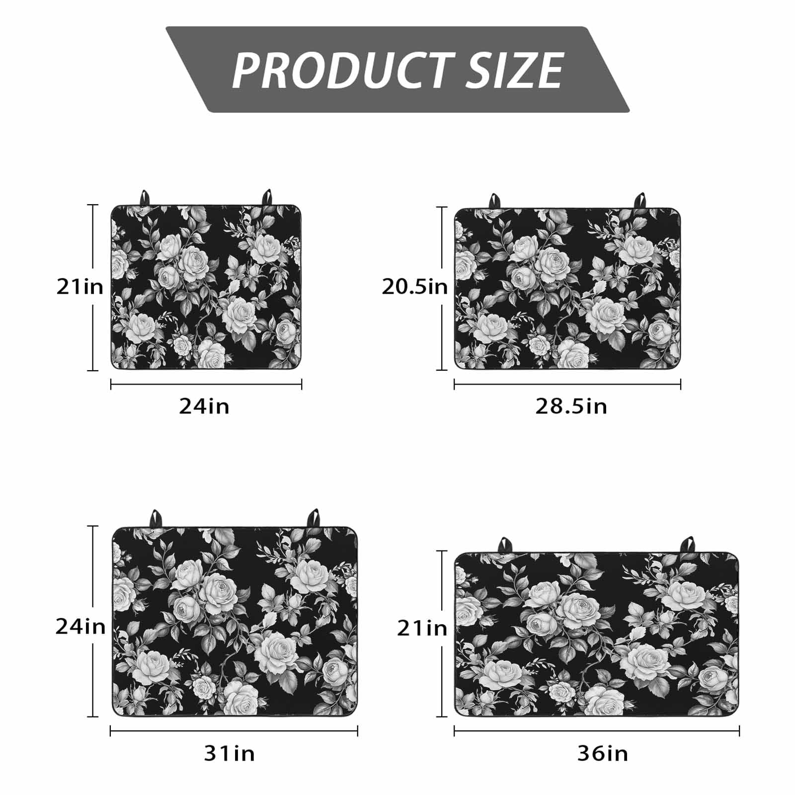 Black Rose Stove Top Cover for Electric Stove, Heat-proof & Non Slip Glass Top Stove Cover Protector, Vintage Pastoral Botanical Floral Leaves Vines Kitchen Flat Cooktop Rubber Mat 31x24 Inches