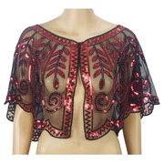Aellinatey Women's Glittering Shawl Sequins Bridal Shawl Fringed Evening Wrap Shawls
