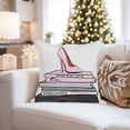 thumbnail image 4 of Ethan Taylor Fashion and Glam Throw Pillow Soft Cushion Cover 'High Heel and Fashion Books Shoes High Heels Glam' Luxe Pattern Decorative Square Accent Pillow Case, 20x20 Inches, Pink, Black, 4 of 5