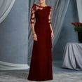 thumbnail image 3 of CAROOTU Robe de Soirée pour Femmes Dentelle Manches Mi-Longues Col Rond Ajustée Robe Formelle Féminine, 3 of 7