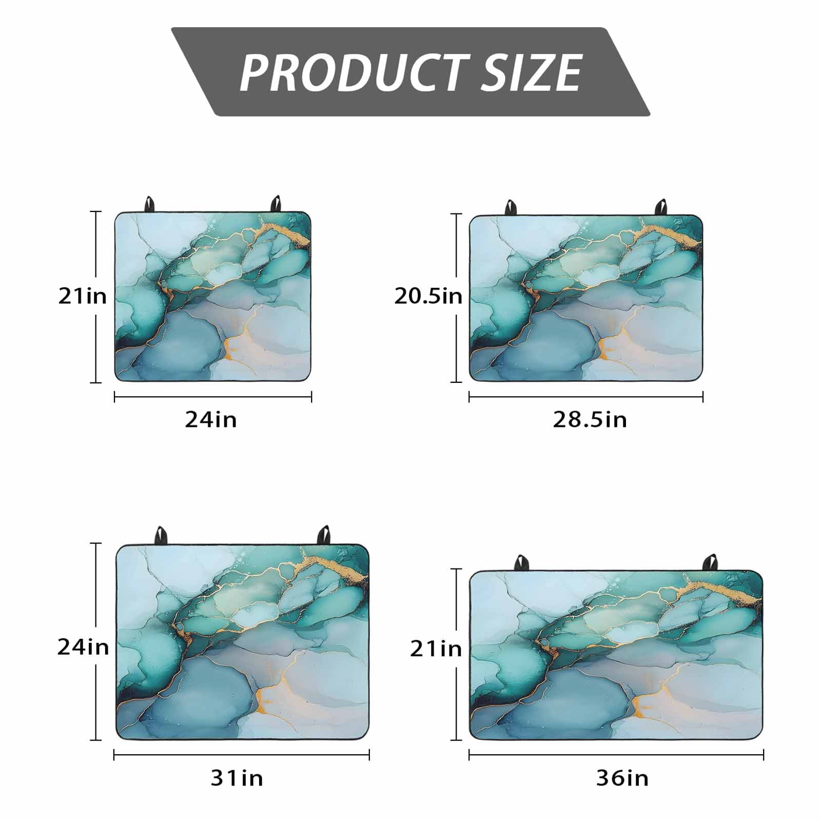 Turquoise Gold Marble Stove Top Cover for Electric Stove, Heat-proof & Non Slip Glass Top Stove Cover Protector, Abstract Teal Modern Geometric Kitchen Flat Cooktop Rubber Mat 24x21 Inches