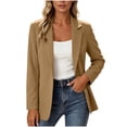 thumbnail image 3 of GERsome Women's Blazer Long Sleeve Business Casual Open Front Lapel Work Suit Jacket Khaki L, 3 of 5
