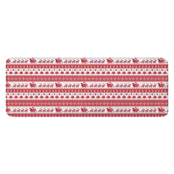 Red Christmas Pattern Kitchen Rug Mat,Kitchen Runner Rugs Non Skid Washable,Decorative Kitchen Floor Mats for Kitchen,Sink,Laundry,17"x47.2"