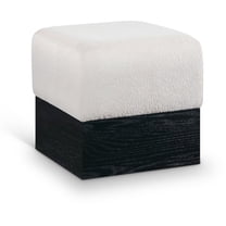 Meridian Furniture Havre Beige Velour Fur Fabric Ottoman/Stool