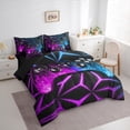 thumbnail image 2 of Erosebridal Gaming Bedding Twin Size 7-Piece , Abstract Lines Bed Set, Black Purple Blue, Reversible, 2 of 5