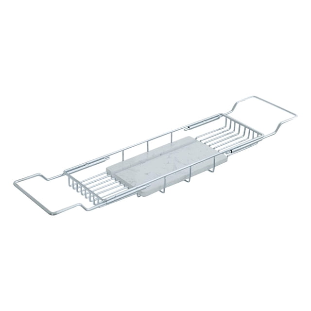 Rongfmy Bathtub Tray Bath Shelf Storage Rack Convenient Expandable Bath Shelf with B