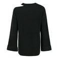 thumbnail image 4 of Herrnalise Women's Knitted Crop Tops Long Sleeved Round-neck Solid Flared Sleeves Sweater Casual Pullover Top Pullover Jumper Sweaters, 4 of 8