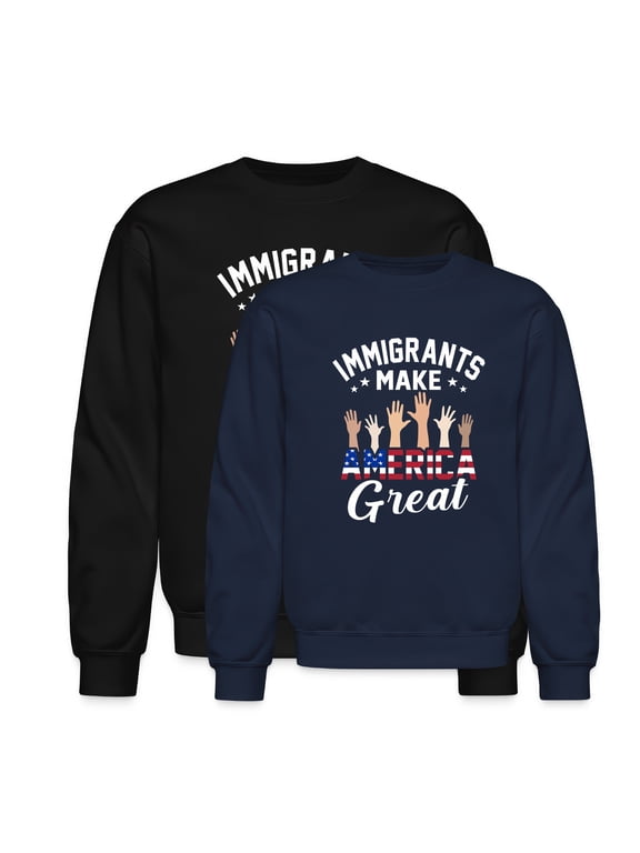 Immigrants Make America Great Flag Day June 14 Midweight Crewneck Sweatshirt Black-S