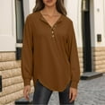 thumbnail image 5 of Ediodpoh Womens Casual Crewneck Button Down Long Sleeve Pullover Womens Sweatshirts Top Soft Comfortable Knit Blouse for Everyday Wear Coffee S, 5 of 9