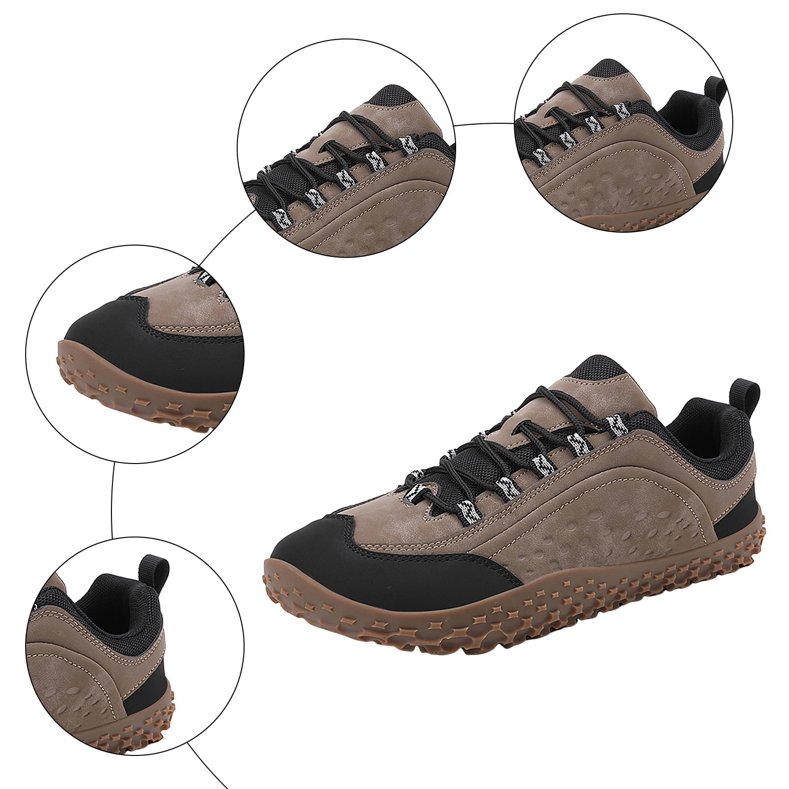 Rokment Womens Mens Barefoot Hiking Shoes 2026 Spring Fall Fashion Casual Color Block Outdoor Sports Trekking Flat Waterproof Wide Toe Low Top Construction Walking Sneakers Khaki Size 10