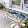 thumbnail image 2 of Blue Beige Ombre Doormat Outdoor Entrance 16"x24", Geometric Abstract Modern Moire Absorb Moisture Dirt Door Mats, Non-Slip Rubber Backing Floor Mats Indoor, Low-Profile Front Door Rugs, 2 of 9