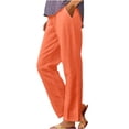 thumbnail image 3 of Jxximdong Cargo Pants for Women, Spring and Summer Casual Cotton and Linen Long Pants, Orange Womens Casual Trousers, 3 of 5