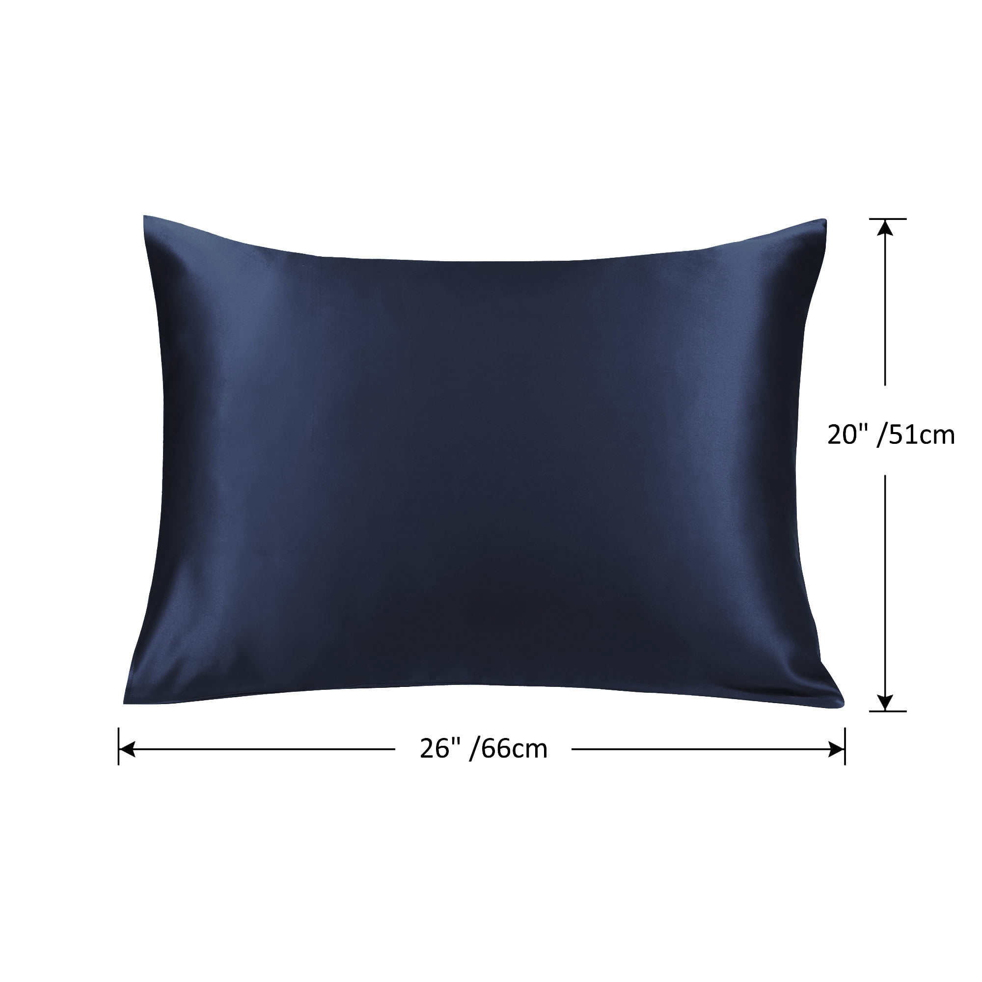 PiccoCasa 1 Pack 19mm Silk Pillowcase for Hair and Skin with Zipper Standard Navy Blue