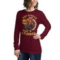 thumbnail image 2 of Happy Thanksgiving Unisex Long Sleeve Tee, Eat Burger Save A Turkey (Maroon, L), 2 of 2
