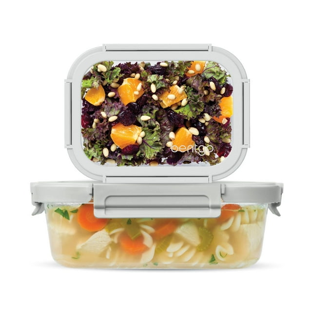 Bentgo Glass Leak-Proof Glass Food Storage Set - 2-Pack (2.7-Cup and 4.4-Cup Containers) - Pebble Beach