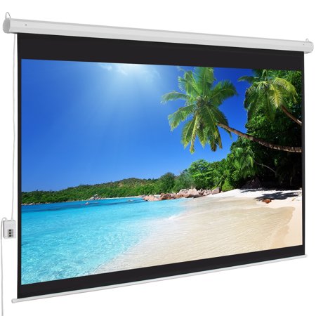 Best Choice Products 100in Ultra HD 1:3 Gain Indoor Remote Control Widescreen Wall Mounted Projector Screen for Home, Cinema, TV, Theater, Office with 4:3 Aspect Ratio Display, White