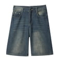 thumbnail image 4 of Youmylove Mens Baggy Jean Shorts Loose Fit Vintage Wide Leg Jeans Shorts Casual Straight Leg Denim Shorts Streetwear Comfy Stretch Jeans, 4 of 7