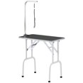 thumbnail image 1 of Foldable Dog Grooming Table - 32" Black Adjustable Pet Grooming Station with Non-Slip Surface & Leash for Home or Professional Use, Metal Frame, 1 of 7