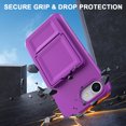 thumbnail image 7 of Allytechgroup iPhone 16e Case with Card Slots & Makeup Mirror, Rugged Shockproof Kickstand Bumper  Protective Hard PC Cover Phone Case for Apple iPhone 16e, Darkpurple, 7 of 7