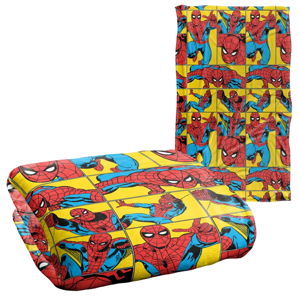 Marvel Spiderman Plush Throw - Blue/Red, 46 X 60 In
