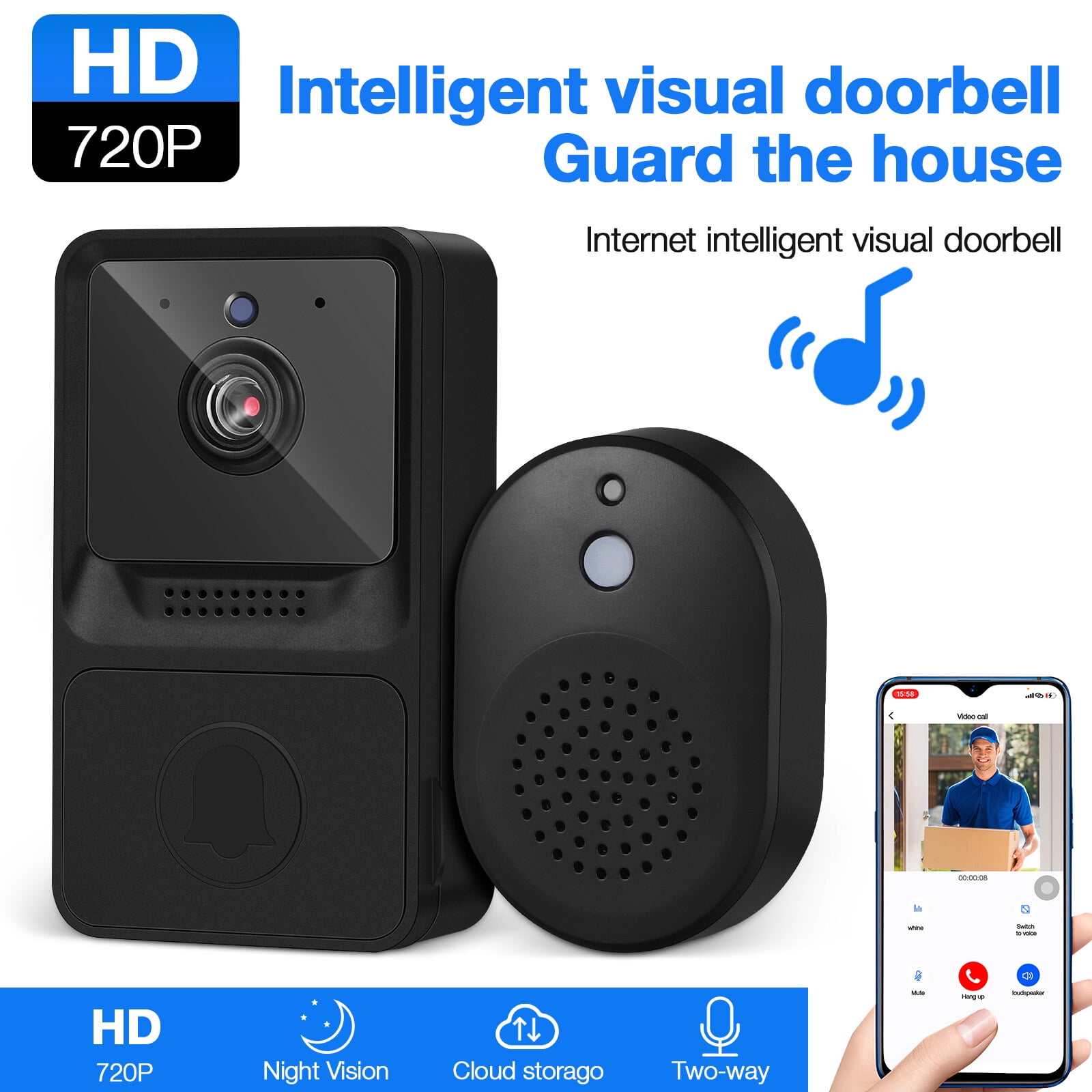 Doorbell Camera Wireless with Chime, Video Doorbell, Motion Zones ...