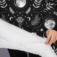 thumbnail image 3 of Oversized Wearable Blanket Hoodie,Black White Moon Leaf Flower Eye Pattern Sherpa Blanket Hoodie with Super Pockets,Super Warm Fuzzy Pullover for Women & Men, 3 of 6