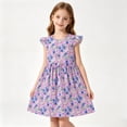 thumbnail image 6 of Aline Floral Dress Girls Ruffle Sleeve Casual Cute Summer Dresses Cotton Going Out Trendy Outfits Purple, 6 Years, 6 of 7