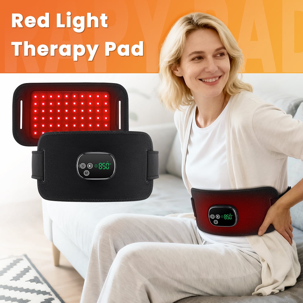 Red Light Pad with 5000mAh Battery, Cordless LED Light Wrap for Back Shoulder Neck Knee Abdominal Soreness, 660nm & 850nm Dual-Wavelength LED Pad, Rechargeable Heat Wrap for Home Use, Gift for Women