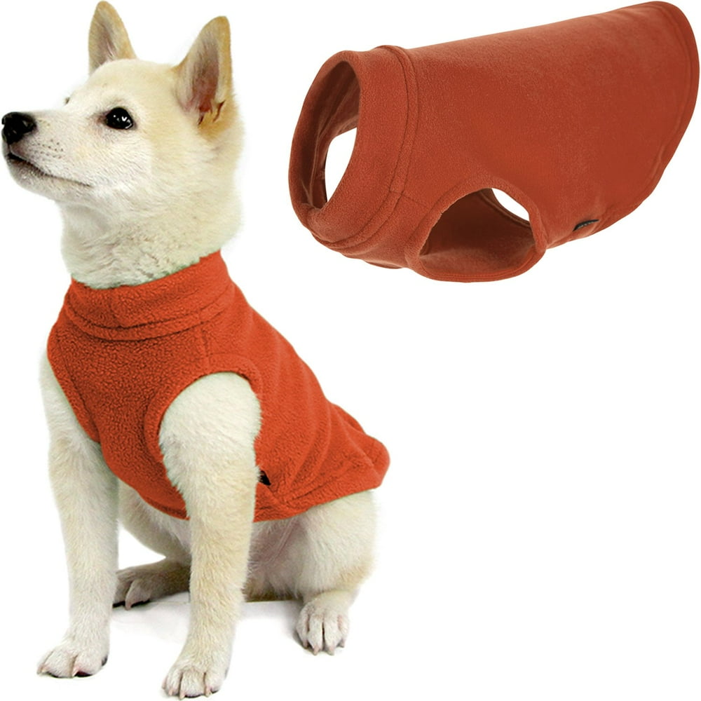 Gooby Stretch Fleece Vest Dog Sweater Pumpkin, Medium Warm Pullover