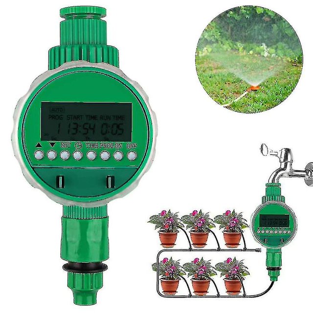 Temporizador de riego automático, pantalla LCD, con cubierta protectora, 1 pieza, verde