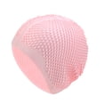 thumbnail image 1 of Gorro de natación de silicona impermeable con puntos en relieve, 1 pieza, color rosa, 1 of 5