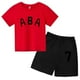 thumbnail image 3 of Ropa de bebé con estampado de letras para niños y adolescentes, conjunto de camiseta y pantalones cortos de verano de 2 piezas, conjunto informal de manga corta para niños y niñas, 3 of 5