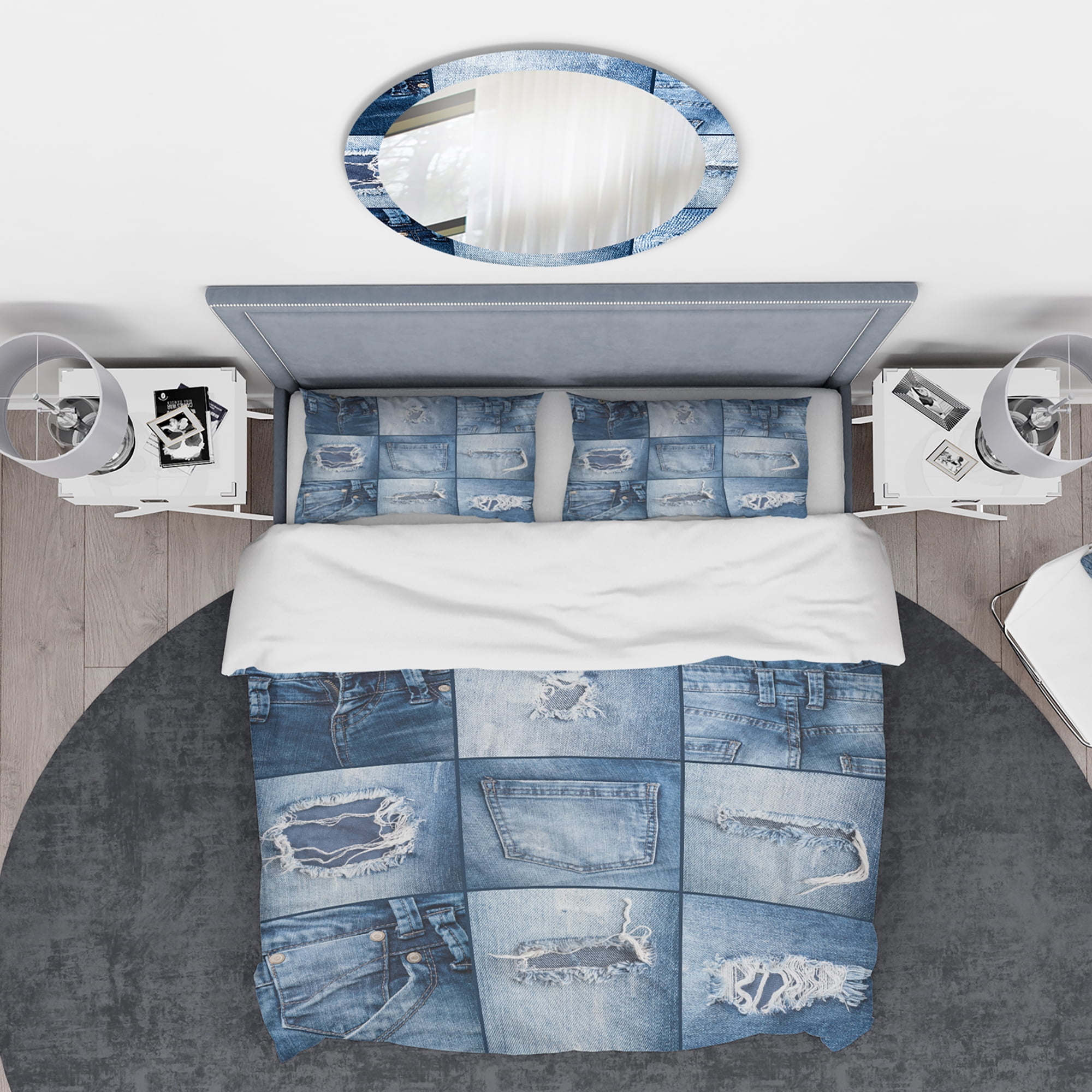 Designart 'Blue Jeans Close-ups' Modern & Contemporary Duvet Cover Set