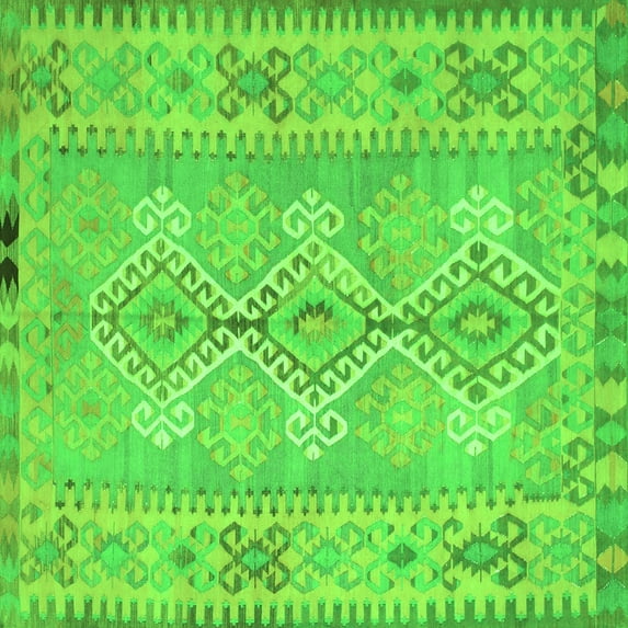 Ahgly Company Indoor Square Southwestern Green Country Area Rugs, 5' Square