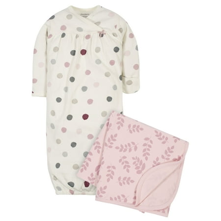 

Modern Moments by Gerber Baby Girl Gown and Swaddle Blanket 2-Piece Set 0/6 Months