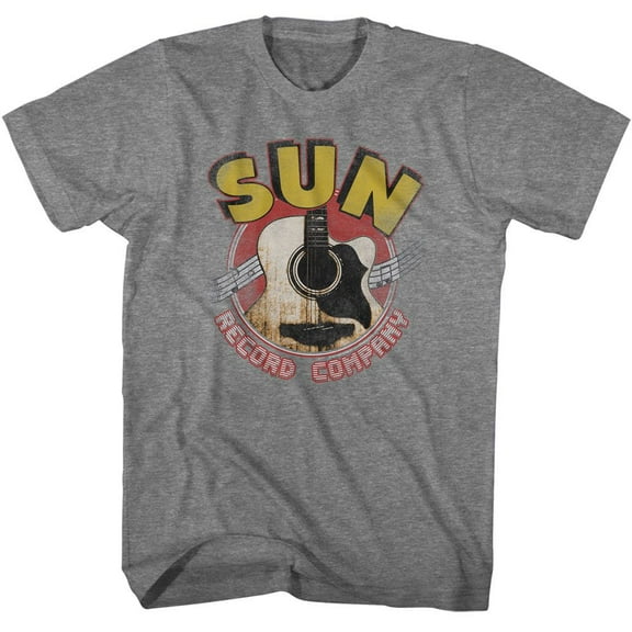 Sun Records Guitar And Logo Graphite Heather Adult T-Shirt 2Xl