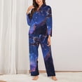 thumbnail image 2 of Daiia Starry Sky Wall Flying Tiger for Women's Long-Sleeved Pajama Set – Soft & Comfortable Sleepwear Button-Up Pajamas Cozy Lounge Wear-Large, 2 of 7