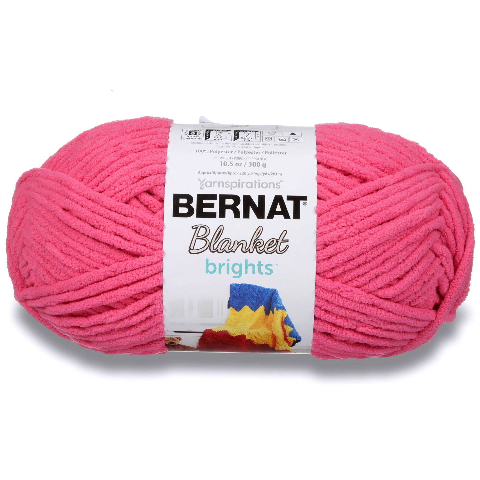 Bernat® Blanket Brights™ #6 Super Bulky Polyester Yarn, Pixie Pink 10.5oz/300g, 220 Yards