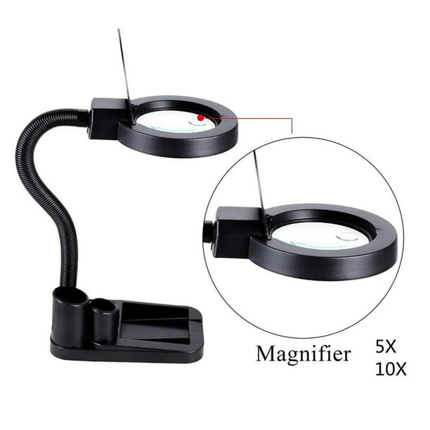 5x 10x Magnifier Lamp With Light, Magnifier Desk Lamp