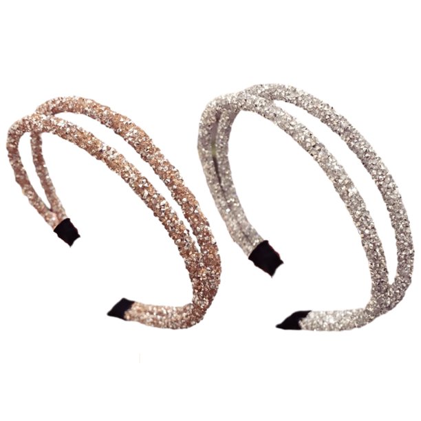 1 Uds. Diadema fina de cristal simple retro Diadema antideslizante con doble diamante
