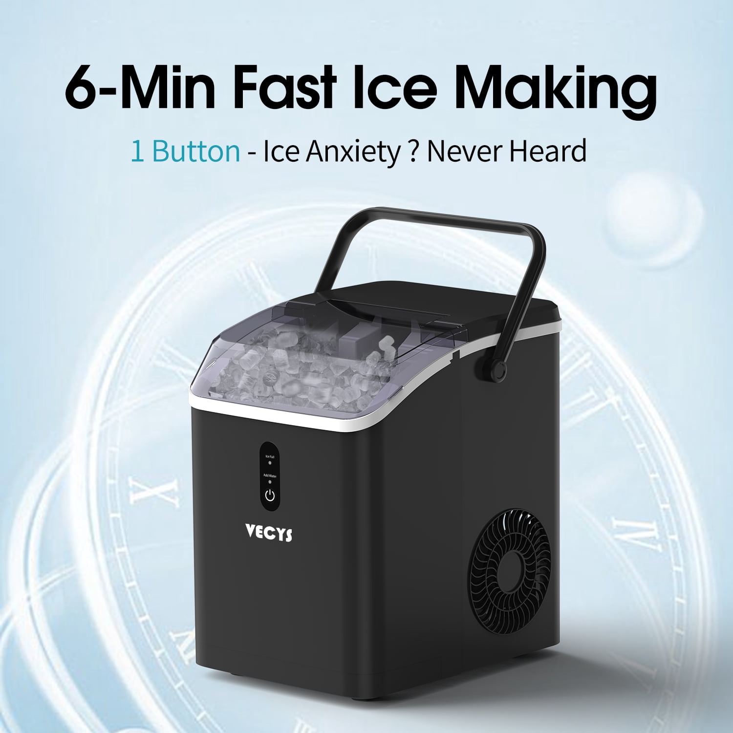 VECYS Nugget Ice Maker, 34LBS/Day Countertop Ice Machine, Self-Cleaning Portable Pellet Ice Maker, Chewable Sonic Ice for Home, Office, Bar